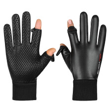 Herren-Winterhandschuhe aus Leder mit Flip-Tip, Einheitsgröße