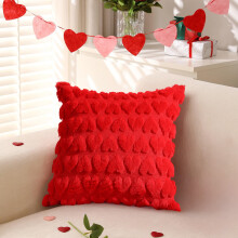 Valentine's Day Pillow Cover Red Pink Gray Beige Faux Wool
