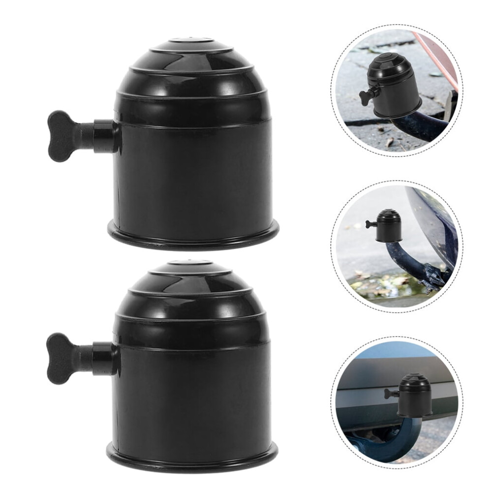 2Pcs Tow Trailer Hitch Protector Cover With Lock Weather Resistant Plastic Black 9313598154200