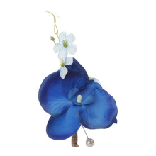 Artificial Flower Wedding Brooch Groom Suit Brooch Engagement Banquet Decoration Blue