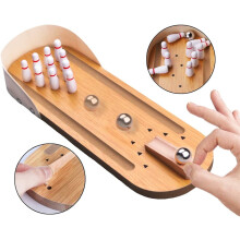 Casewin Mini Wooden Bowling Game Set – Desktop Bowling Toy for Kids & Adults, Educational & Stress-Relieving, Compatible with Home/Office Desks