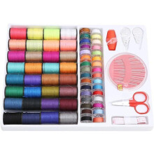 Kit de costura rojo con 100 accesorios y 64 carretes de hilo para coser a mano o a máquina, ideal para principiantes y para remendar en familia.