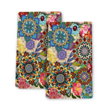 Boho kitchen towels set of 2, colorful floral dish towels, ultra absorbent hand tea bar towels for farmhouse, cafe, home, gift, multicolor