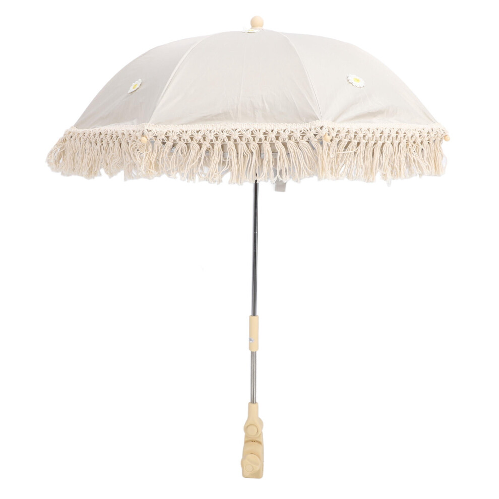 Baby Stroller Umbrella Sunshade, UPF > 40 Adjustable Angle, Lightweight Clamp‑On Parasol for Strollers, Beach Chairs, Pushchairs