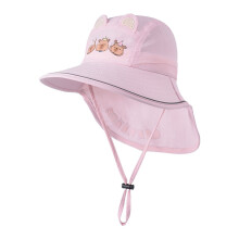 AWZXDE Kids Sun Hat With Neck UPF 50+ Wide Brim Outdoor Summer Cap Adjustable Tie For Boys Girls Age 3-10 Pink