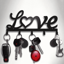 Key Holder- Key Hooks Decorative for Wall Decorative Zinc Alloy Key Organizer Rack with 4 Hooks -with Screws and Sticker