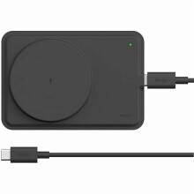 Încărcător wireless de 15 W compatibil cu iPhone 16/15/14/13/12, magnetică pe două fețe, piele PU-negru, cablu inclus