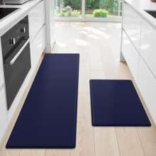 2-Pack Blue Kitchen Mats (17.3"x30" & 17.3"x59"), Cushioned Anti-Fatigue, Non-Skid, Compatible with Hard Floors