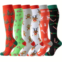 6 Pairs Christmas Tree & Reindeer Compression Socks for Men & Women – Soft, Comfortable, Machine Washable, Holiday & Daily Wear