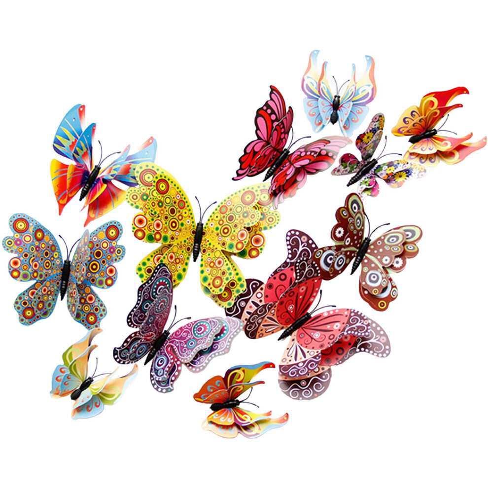 3D Butterfly Wall Decor, 12 Pcs Double-Layer Reusable Decals For Party, Locker, Fridge Â Compatible With Smooth Surfaces 9313598158079