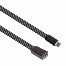 Cabo de extensão micro USB com ângulo de 90 graus, cabo de dados plano de silicone para carregamento de smartphones, tablets e câmeras.