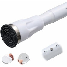 White Tension Curtian rod no drill, 42 to 100 inch Adjustable Heavy Duty black shower curtain rod for Windows bathroom Closet