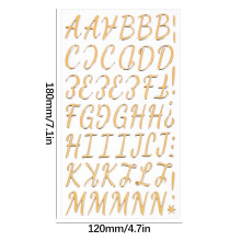 English letter stickers gold foil 3D glossy craft accessory