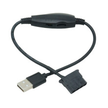 Cabo adaptador de alimentação USB para ventilador de 4 pinos, 5V para 12V, com interruptores.