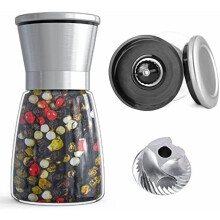Pepper Grinder with Carbon Steel Mechanism 6oz Glass Mill