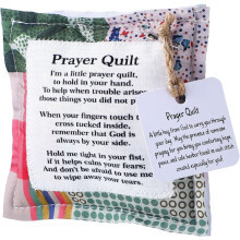 Mini Prayer Quilt with Pocket & Scripture – Christian Gift for Women, Clergy, Pastor Appreciation, Valentine's Day, Sympathy Favors