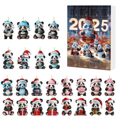 Panda Christmas Advent Calendar Acrylic 24-Day