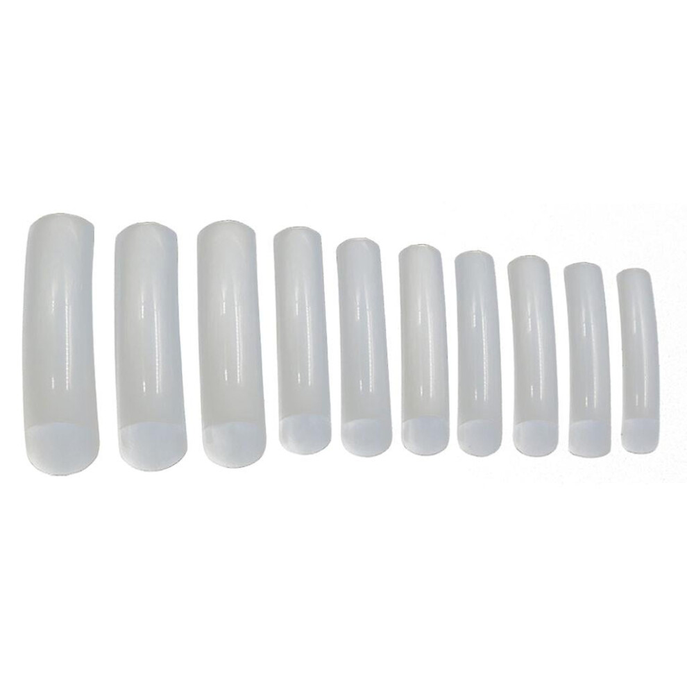 White Fake Nail Ballet Ballerina Coffin Full Cover Long Artificial Acrylic Nail
