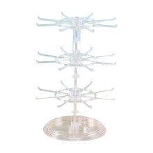 Soporte para pulseras de 3 niveles, versátil para la organización del hogar, pendientes y relojes. Transparente.