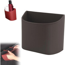 Leather Car Door Cup Holder Trash Can Brown