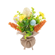 Gelbe Chrysanthemen-Ostereier-Deko – Künstliche Blume für Kamin, Zuhause und Feiertagsdekoration
