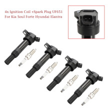 4 stuks bobine + bougie UF651 voor Kia Soul Forte Hyundai Elantra