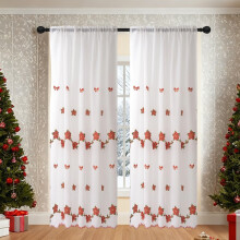 Rideaux de Noël pour fenêtres – Lot de 2 rideaux festifs en polyester multicolores (200 x 100 cm) pour salon et chambre.