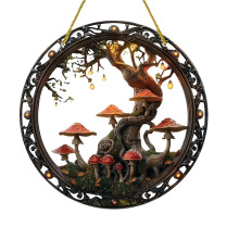 Letrero colgante de acrílico con forma de seta de Pascua en 2D de colores – Decoración de primavera para pared, jardín e interiores/exteriores