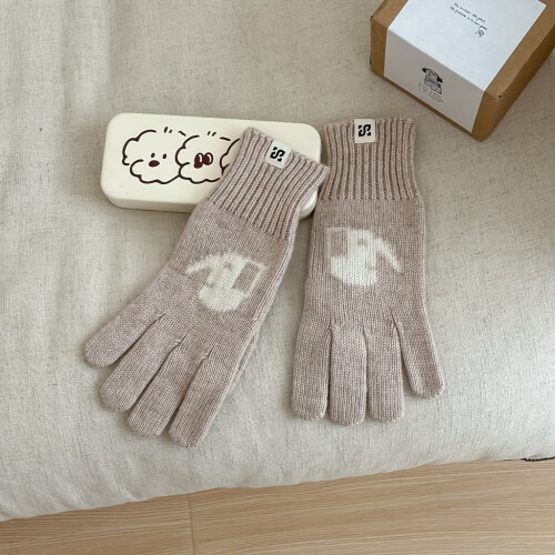Wool Thermal Gloves Elephant Cartoon Fingerless Mittens