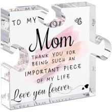Plaque décorative de bureau unique en acrylique en forme de puzzle pour maman – Cadeau d'anniversaire, de Noël ou d'anniversaire de mariage de la