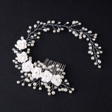Peineta nupcial floral blanca (1 unidad)