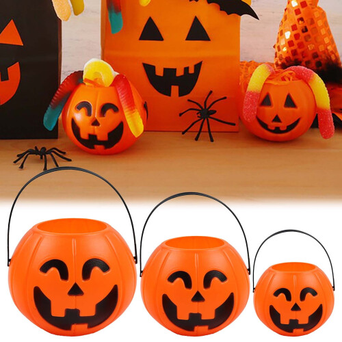 Κουβάς κολοκύθας για το Halloween 3x2", πλαστικός κουβάς για φάρσες ή λιχουδιές με λαβή