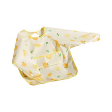 Adjustable Full Sleeve Baby Bib Toddler Feeding Apron with Lovely Pattern Reversible Design for 6-18 Month Infant