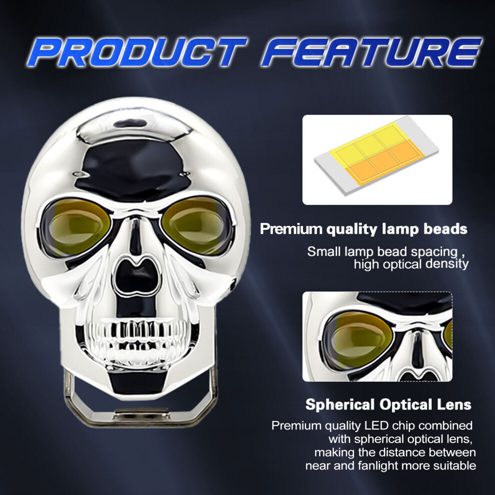 2Pcs Led Fog S Bar 50W 6000Lm Skull Design Offroad Driving Lamp Light 5091389589717