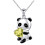 Χαριτωμένο κολιέ Panda, επιπλατινωμένο ασήμι με πολύχρωμη καρδιά CZ, αδιάβροχο κομψό 1