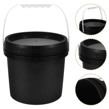 Black Plastic Paint Bucket with Lid and Handle, Pail for Professional Painters and Home Projects