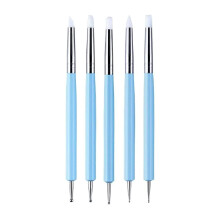 5 Pcs Double-headed Nail Dotting Pen Silicone Nail Pen Nail Art Brush UV Gel Painting Drawing Brush Manicure Tool