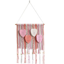 Nordic Leaf Woven Macrame Bookshelf Tassel Tapestry Wall Hanging Living Room Bedroom Home Hotel Decoration