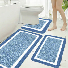 Ensemble de tapis de bain moelleux antidérapant avec tapis de toilette en forme de U