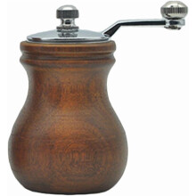 Wooden Manual Pepper & Salt Mill, Light Brown Ceramic Core, Refillable, Compact (3.34 x 2.36 in), Compatible with Himalayan Salt & Black Pepper