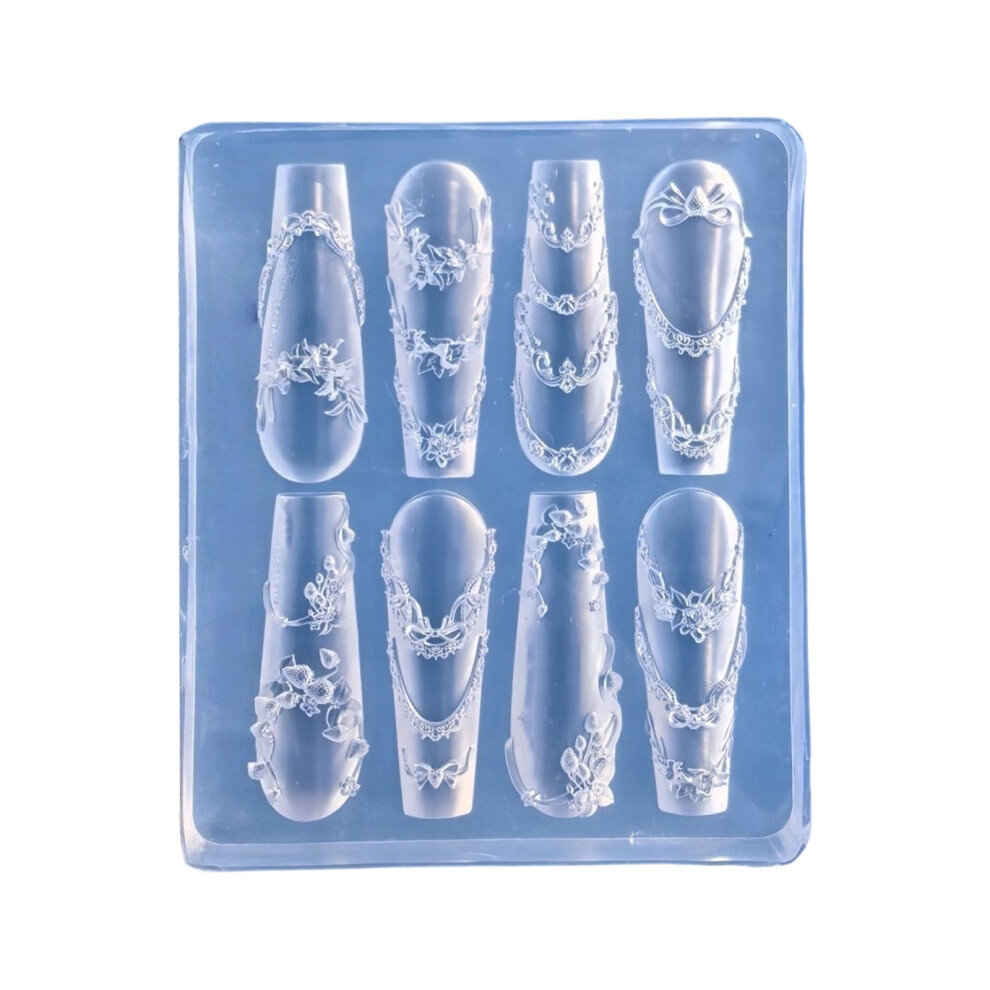 Flexible Nails Decorating Silicone Moulds Sculpted Frame Template Reusable Art Tool Suitable for Nails Charm Creation