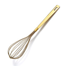 Titanium Gold Plated Whisk, Stainless Steel Balloon Whisk for Cooking, Baking, Mixing, Blending, Whisking Eggs, Dishwasher Safe, Gold