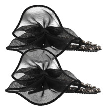 Pince à cheveux nœud papillon strass noir, motif tulle, 2 pièces