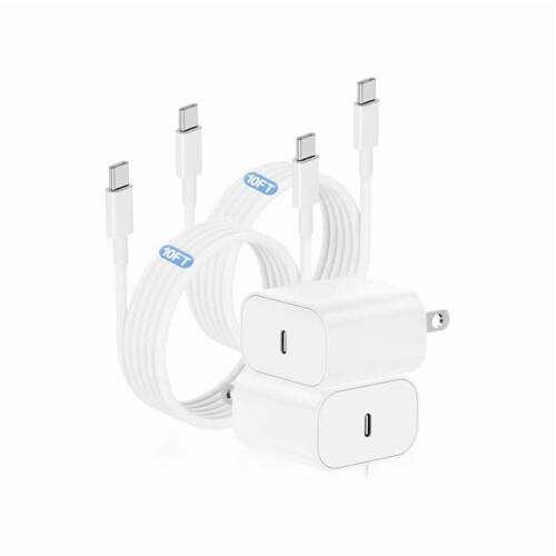 Γρήγορη φόρτιση Καλώδιο USB-C σε USB-C 10ft Συμβατό με iPhone 15/16, iPad & Φορτιστή τοίχου USB-C