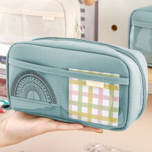 Zipper Pencil Case Large Capacity Pen Bag Portable Durable Stationery Storage Pouch Pencil Holder Organize for Study, Office, or Travel Blue