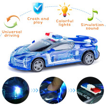 LED-politieauto voor kinderen met echte sirene, 360 draaibare motor en muziek – Werkt op batterijen, een leuk cadeau voor jongens en meisjes.