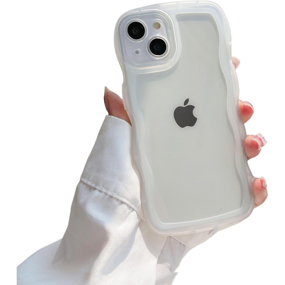 Wave Border Clear Phone Case Â Cute Curly Design, Small Fresh Style, ; Compatible With Iphone 15/14/13/12/11/Se/Xs/Xr/7/8/6/6S (Incl. Iphone 14 White 9130661957823