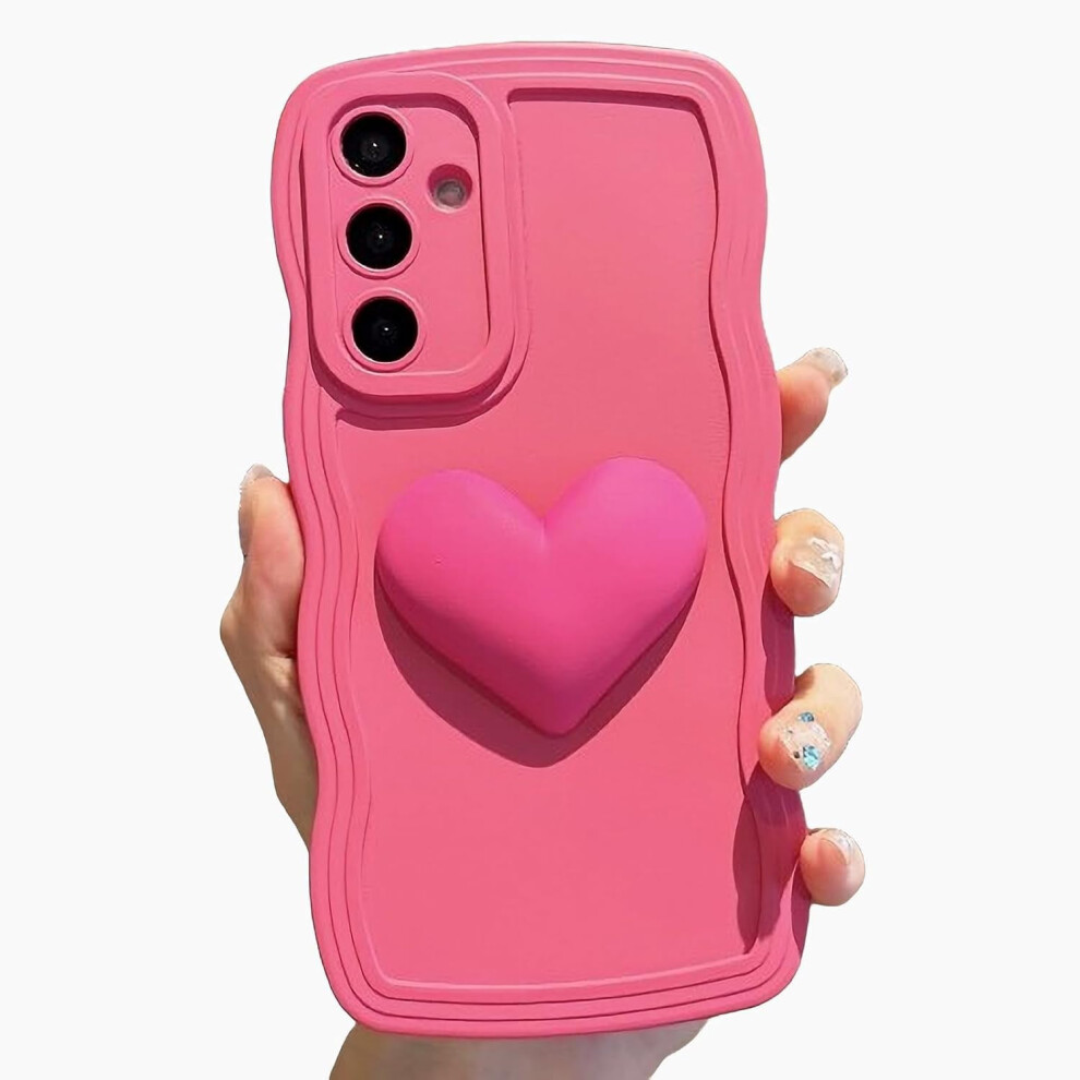 Cute 3D Love Heart Phone Case For Samsung Galaxy A34 5G – Rose Soft Shockproof Bumper Cover, Compatible With Samsung Galaxy A34 Red 9402001227980
