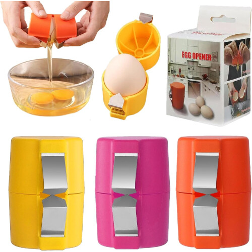 Egg Shell Opener with Yolk Separator 3-Pack Stainless Steel