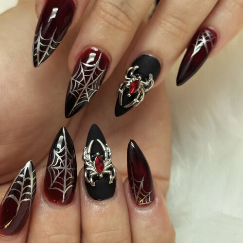 Halloween Press on Nails, Μεσαία ψεύτικα νύχια αμυγδάλου, Ψεύτικα νύχια πλήρους κάλυψης με